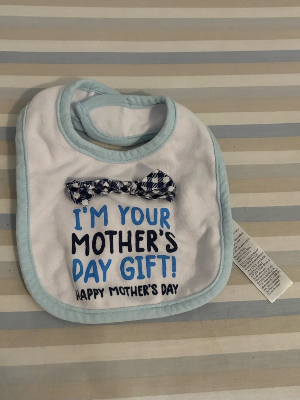 Baby Starters Light Blue and Navy Mother's Day Bib